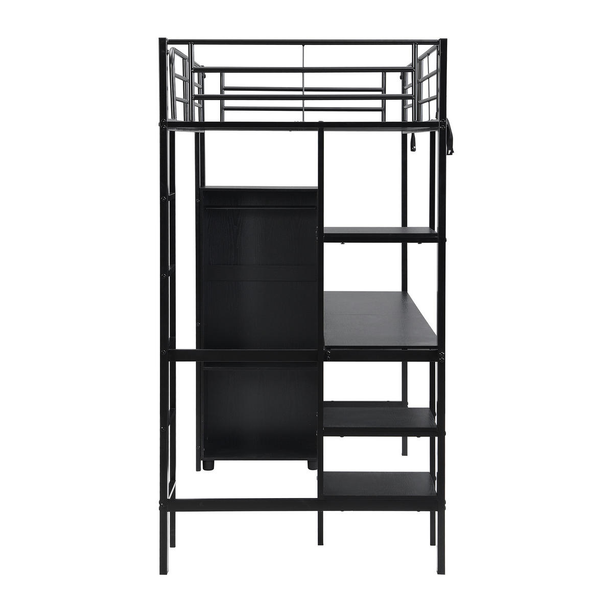 ETAGENBETT 90/200 cm in Schwarz mit Schreibtisch und Kleiderschrank - Schwarz, Metall (90/200cm) - OKMYHOME