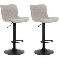 BARHOCKER 2er Set Stoff taupe - Taupe/Schwarz, Textil/Metall (48/83/54cm) - CLP