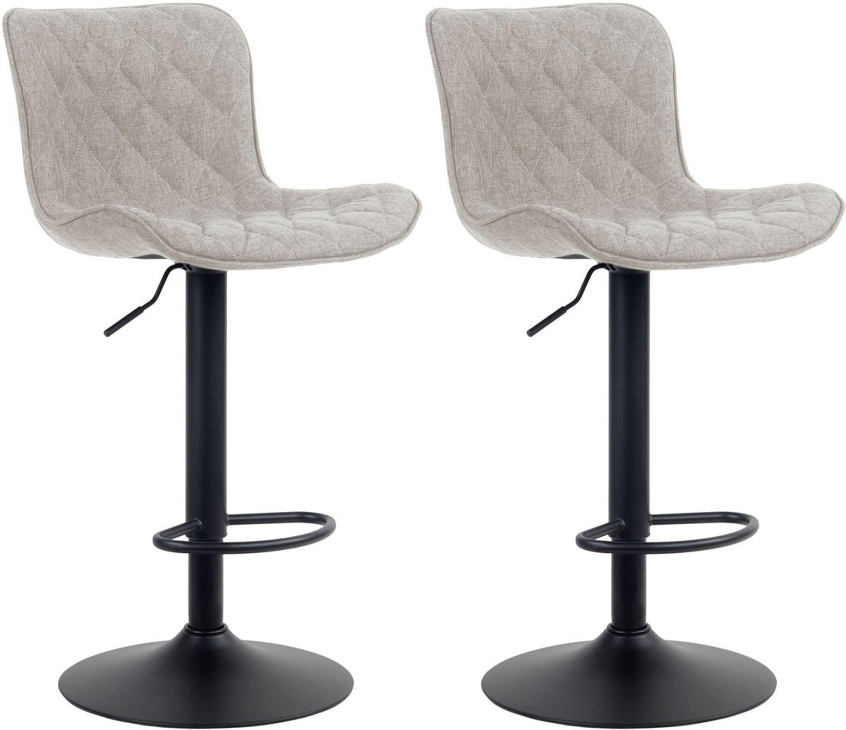 BARHOCKER 2er Set Stoff taupe - Taupe/Schwarz, Textil/Metall (48/83/54cm) - CLP