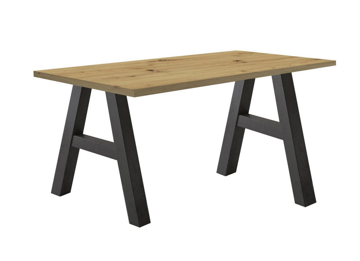 SCHREIBTISCH Edi 3 120 x 70 x 75 Computertisch schwarzstahl/asteiche - Naturfarben, Holz (120/70/75cm) - 58aufmkessel