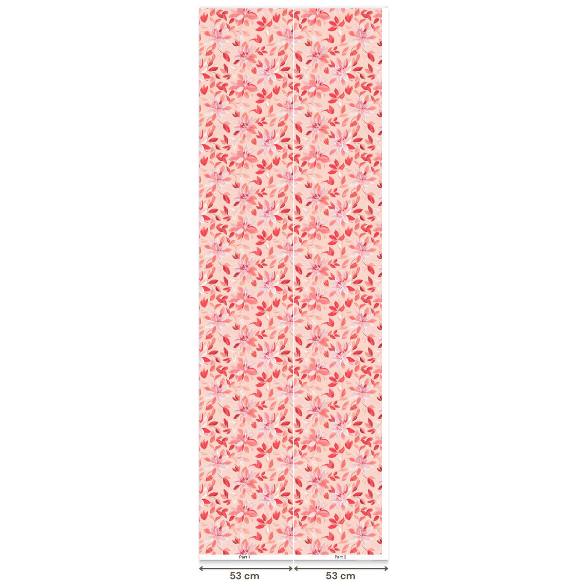 TAPETE - Botanisch - Blumen - Rot - 100x300 cm - Koralle, Papier (100/300cm) - OnlyWow
