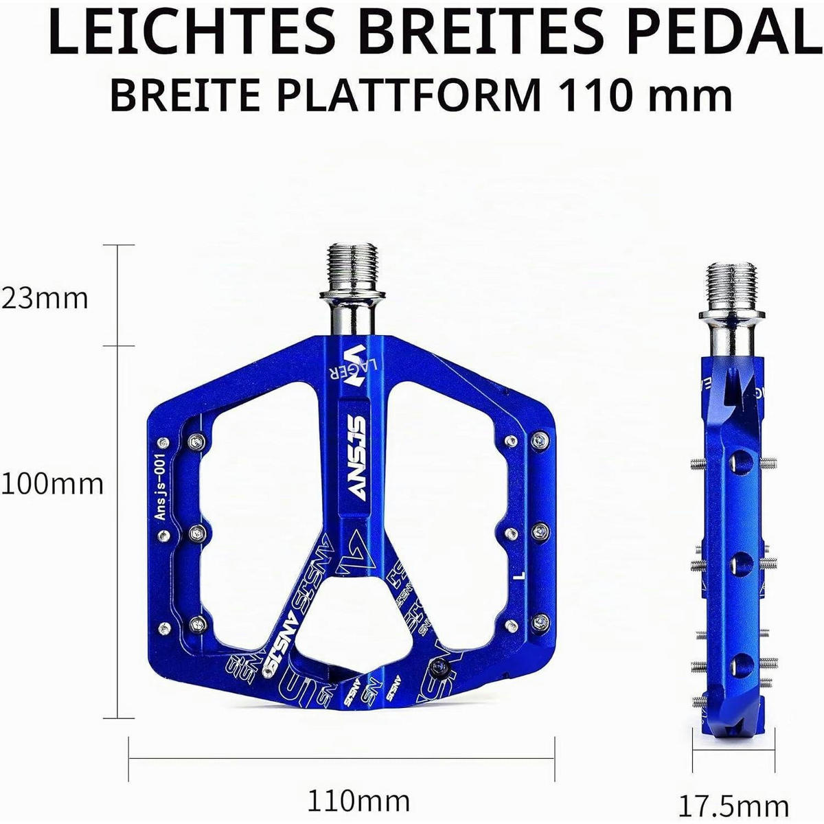 FAHRRADPEDALE Rennrad Pedale Aluminium Blau Ultraleicht Antirutsch 9/16 Zoll - Blau, Metall (10.9/1.5/12.1cm)