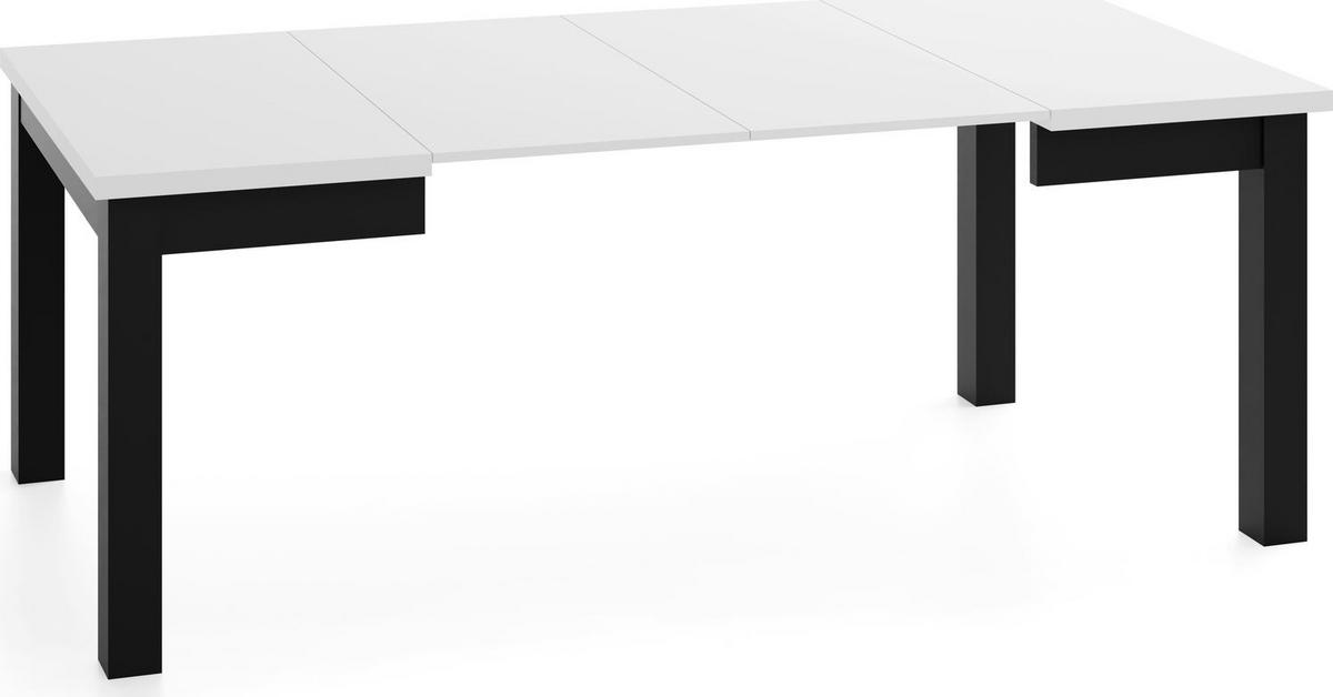 ESSTISCH Toren ausziehbar verlängerbar quadratisch, Weiß 100-200/100/76.5 cm - Schwarz/Weiß, Holz/Holzwerkstoff (100/100/77cm) - WFL GROUP