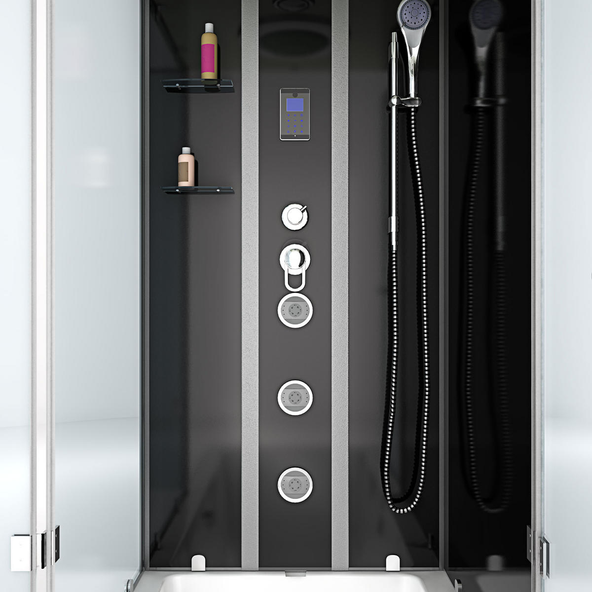 WHIRLPOOL Dusche Kombination K05-R31-WP 90x180 cm - Schwarz, Glas/Kunststoff (180/225/90cm) - AcquaVapore by Sandra Jentho