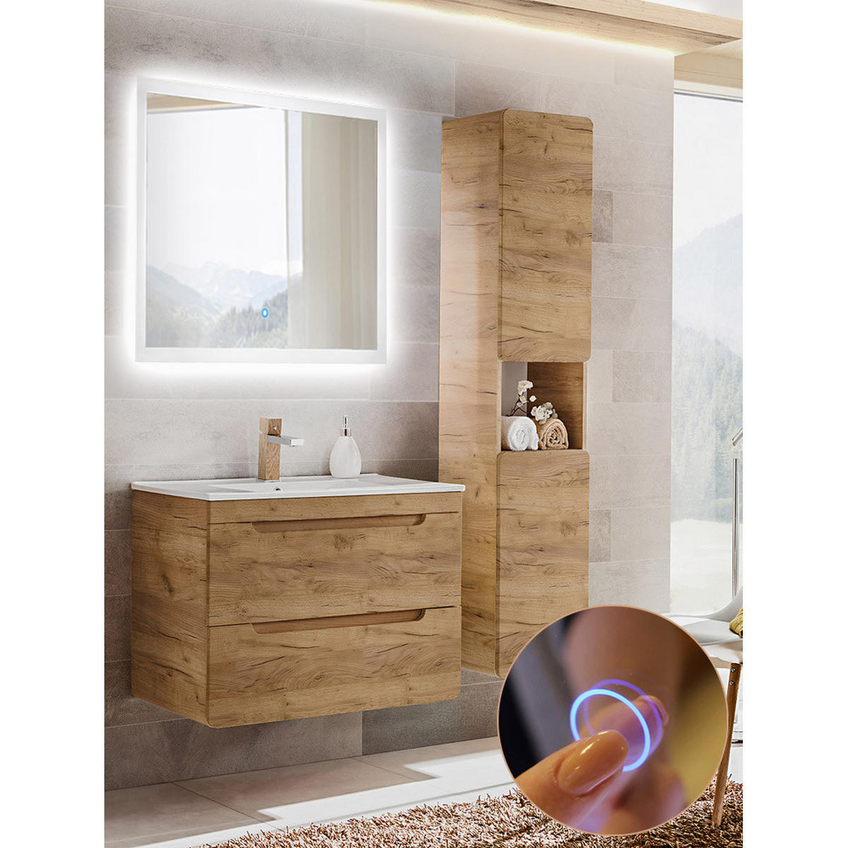 BADMÖBEL-SET 3-TLG. Luton-56 - Braun, Holzwerkstoff (130/200/46cm) - Lomado