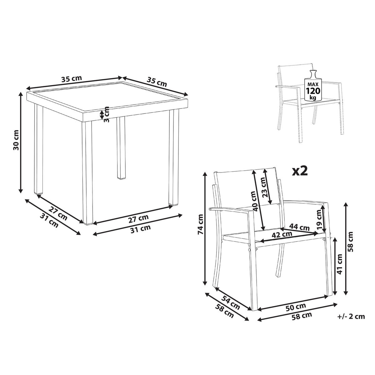 BISTRO-SET Metall Grau Tavoleto - Grau, Metall - Beliani