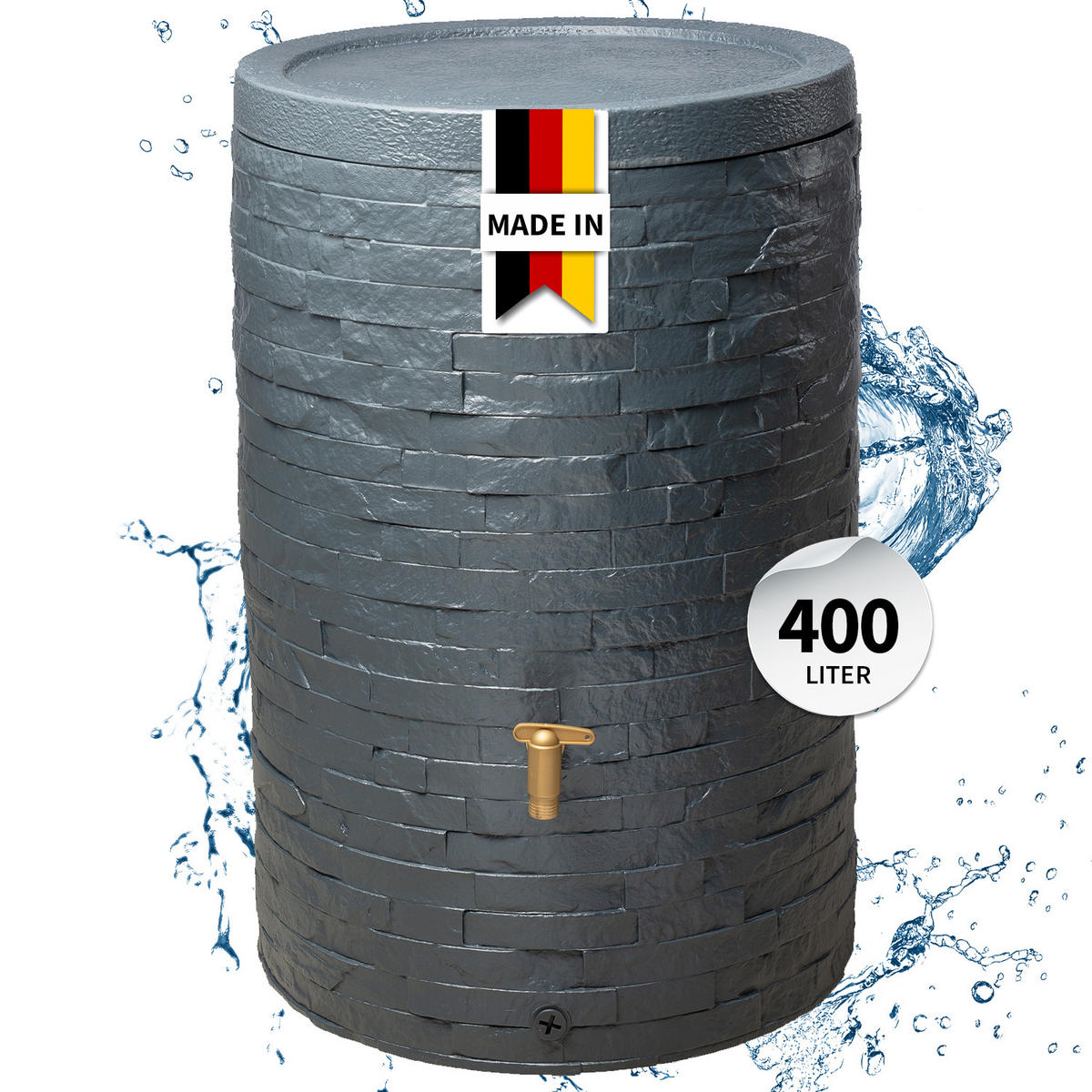 REGENTONNE 400 L, graphite grey - Grau, Kunststoff (79/104/79cm) - 4rain