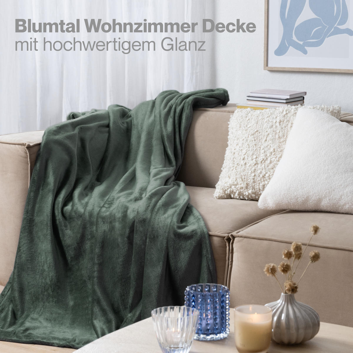 KUSCHELDECKE Anton 150/200 cm, Grün - Grün, Textil (150/200cm) - Blumtal