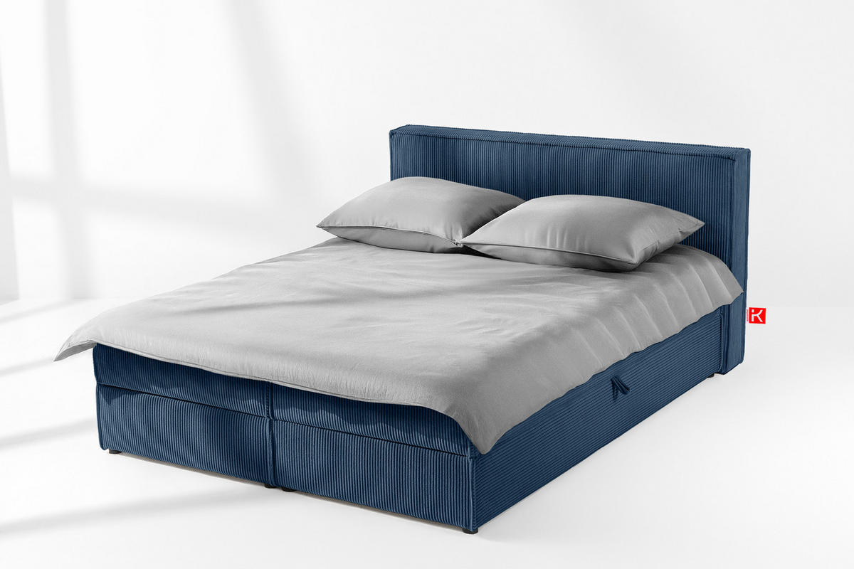 BOXSPRINGBETT ROTI mit Stauraum, marineblau - Schwarz/Dunkelblau, Holz/Holzwerkstoff (160/200cm) - KONSIMO®