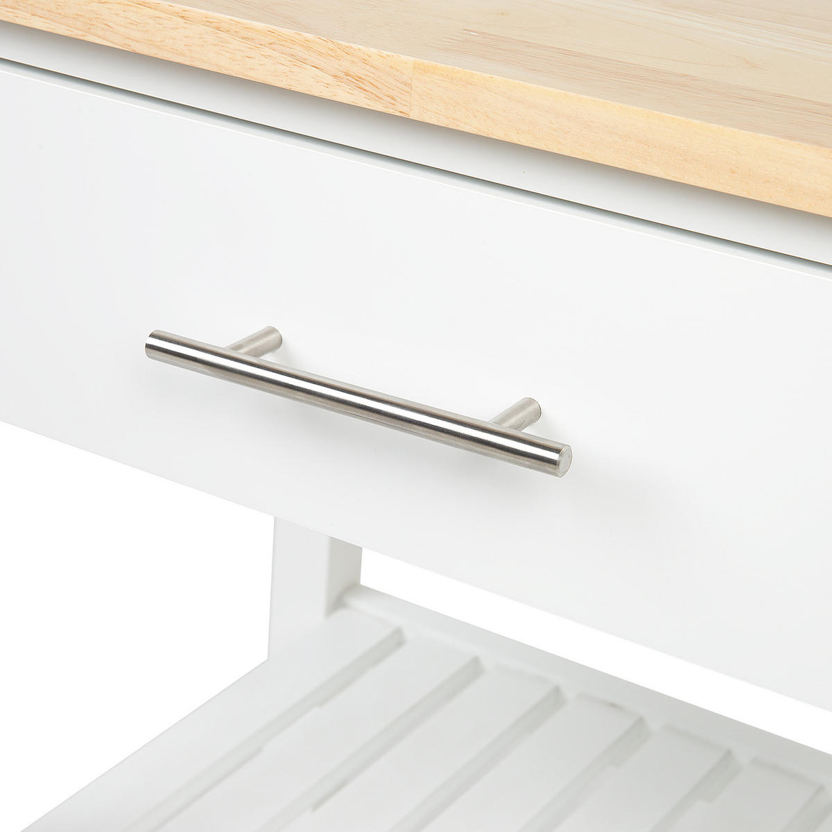 SERVIERWAGEN weiß/heller Holzfarbton mit Schublade Hiuma - Hellbraun/Weiß, Holz (58/86/40cm) - Beliani