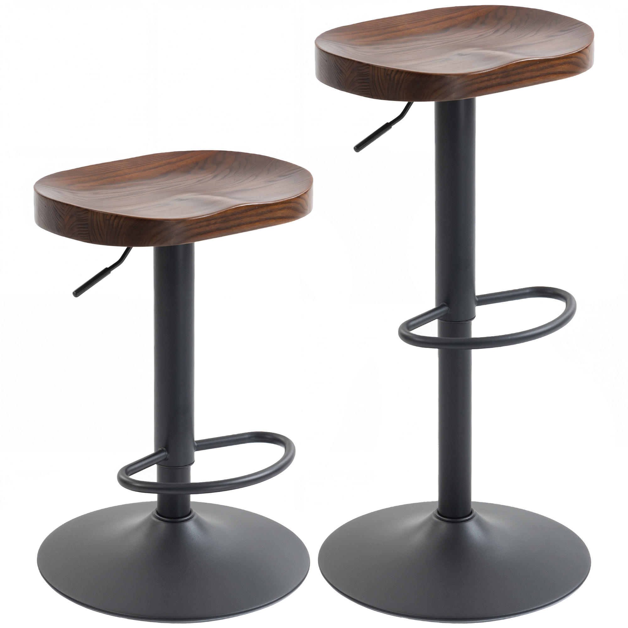 BARHOCKER 2er Set Ulmenholz Metall Dunkelbraun - Dunkelbraun/Schwarz, Holz/Metall (41.5/82/41.5cm) - HOMCOM