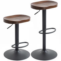 BARHOCKER 2er Set Ulmenholz Metall Dunkelbraun - Dunkelbraun/Schwarz, Holz/Metall (41.5/82/41.5cm) - HOMCOM