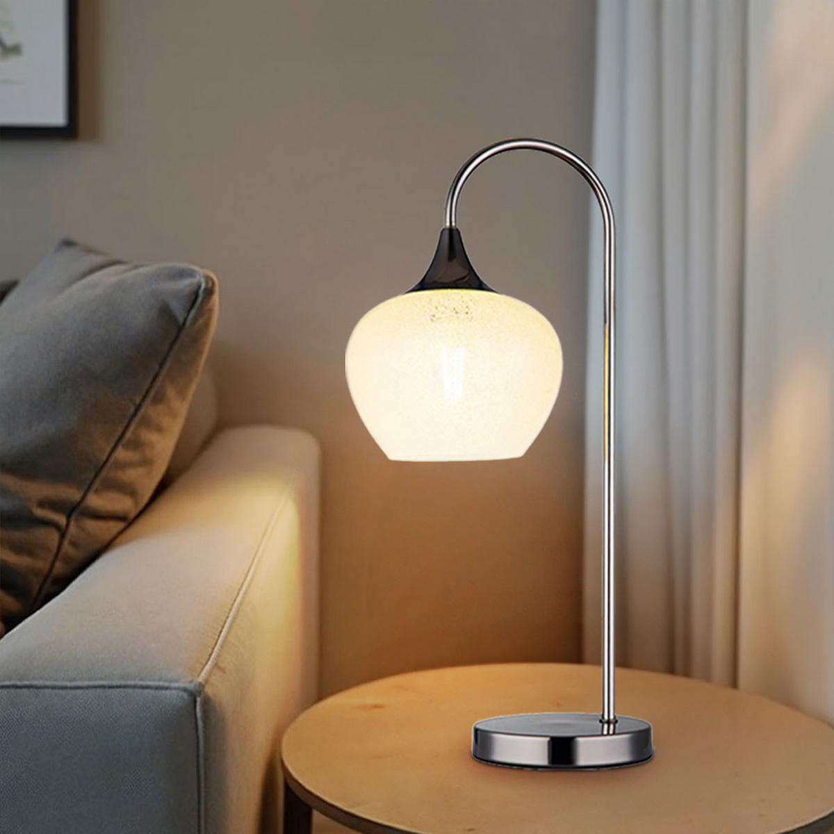 LED TISCHLEUCHTE Metall Glas Silber - Silberfarben, Glas (27.5/16/54cm) - Globo Lighting