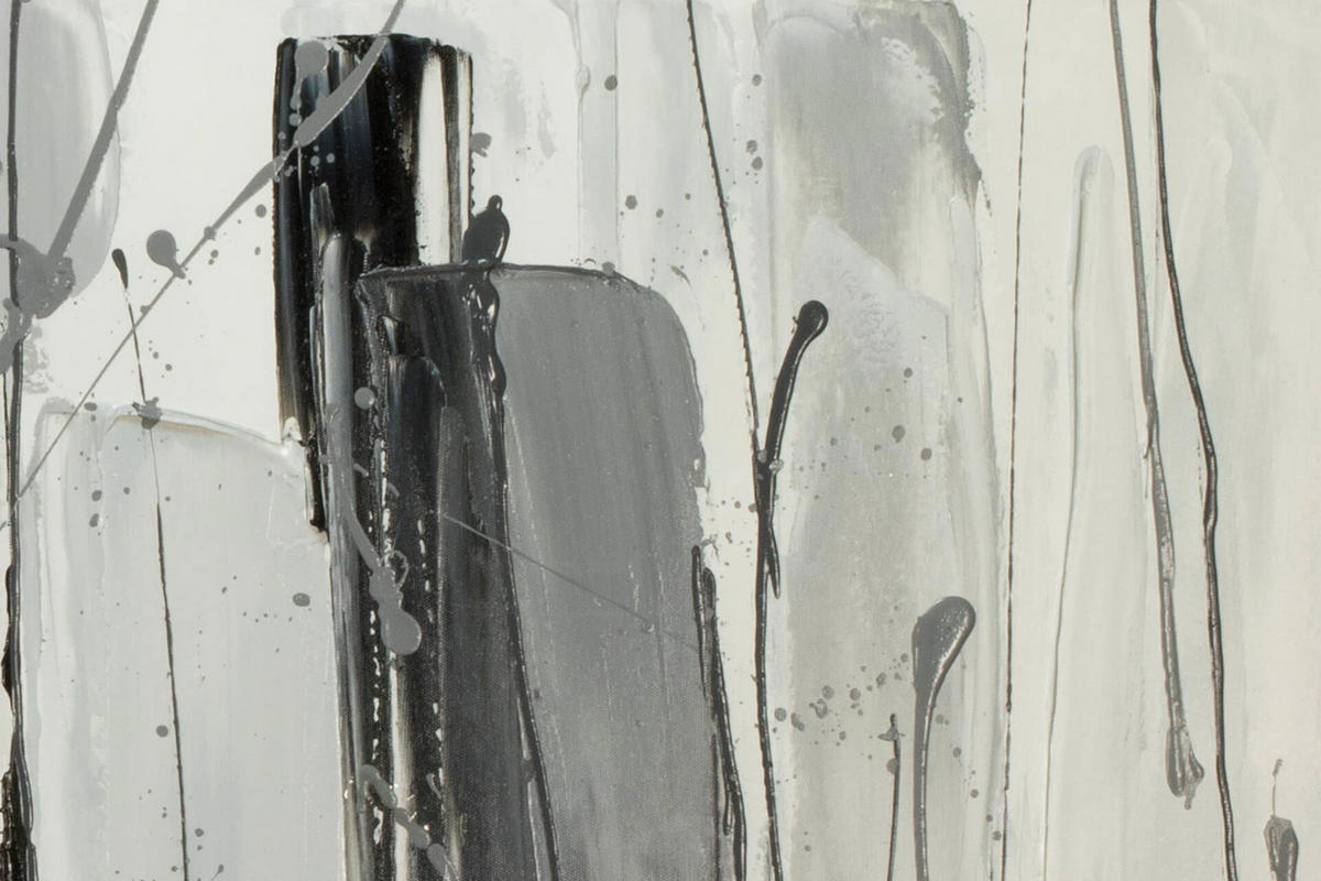 ACRYLBILD HANDGEMALT 150/50 cm - Schwarz/Grau, Holz/Textil (2/50cm) - KUNSTLOFT