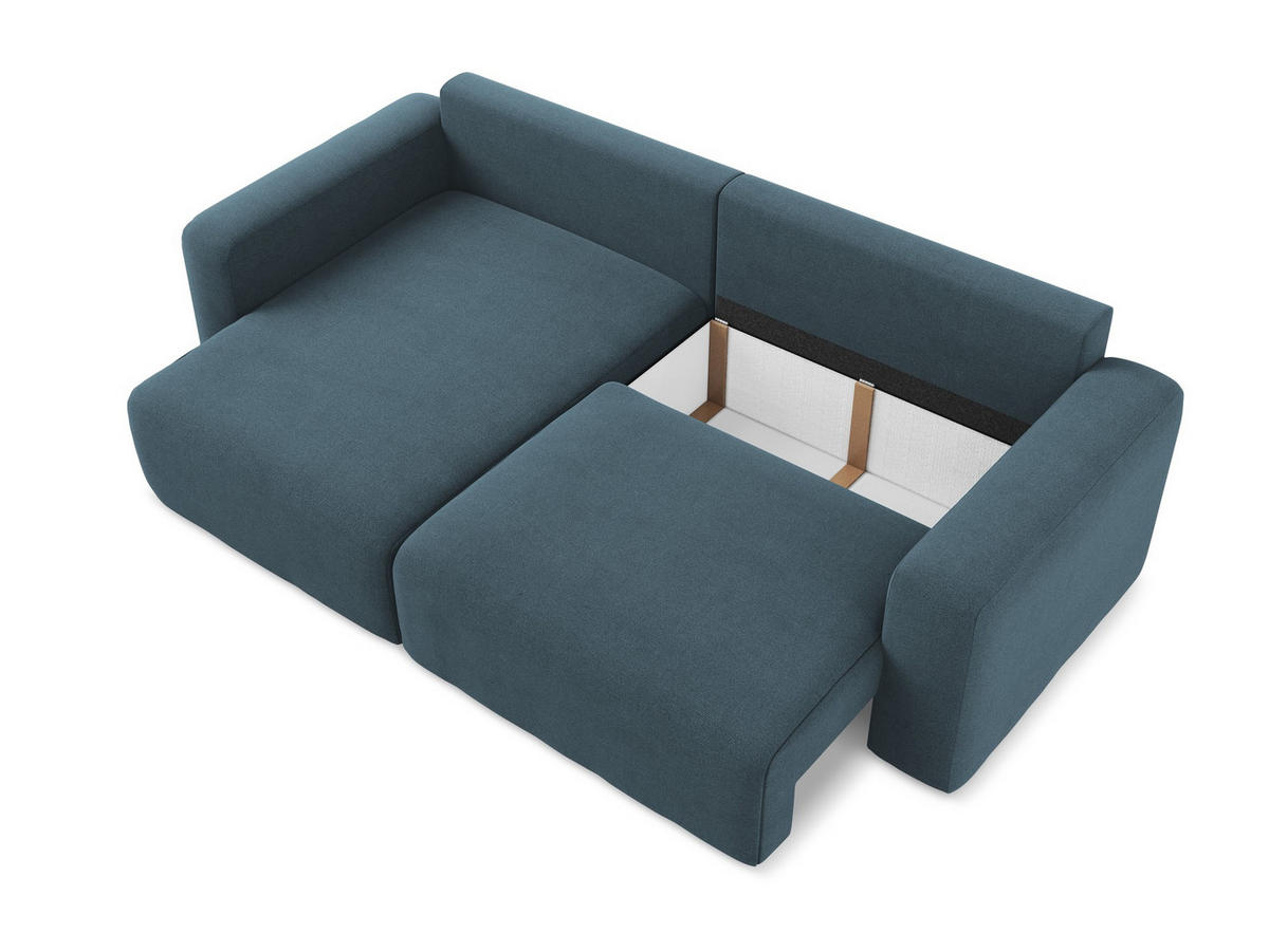 ECKSOFA mit Schlaffunktion links Strukturstoff Stoff Blau - Blau/Pink, Kunststoff/Textil (149/244cm) - Makamii
