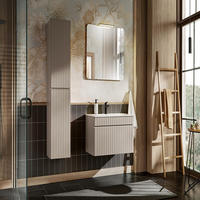 BADMÖBEL-SET 5Teile - Iconic Cashmere I BM73 in Kaschmir Matt/Cappuccino Matt - Kaschmir, Holz (80/160/46cm)