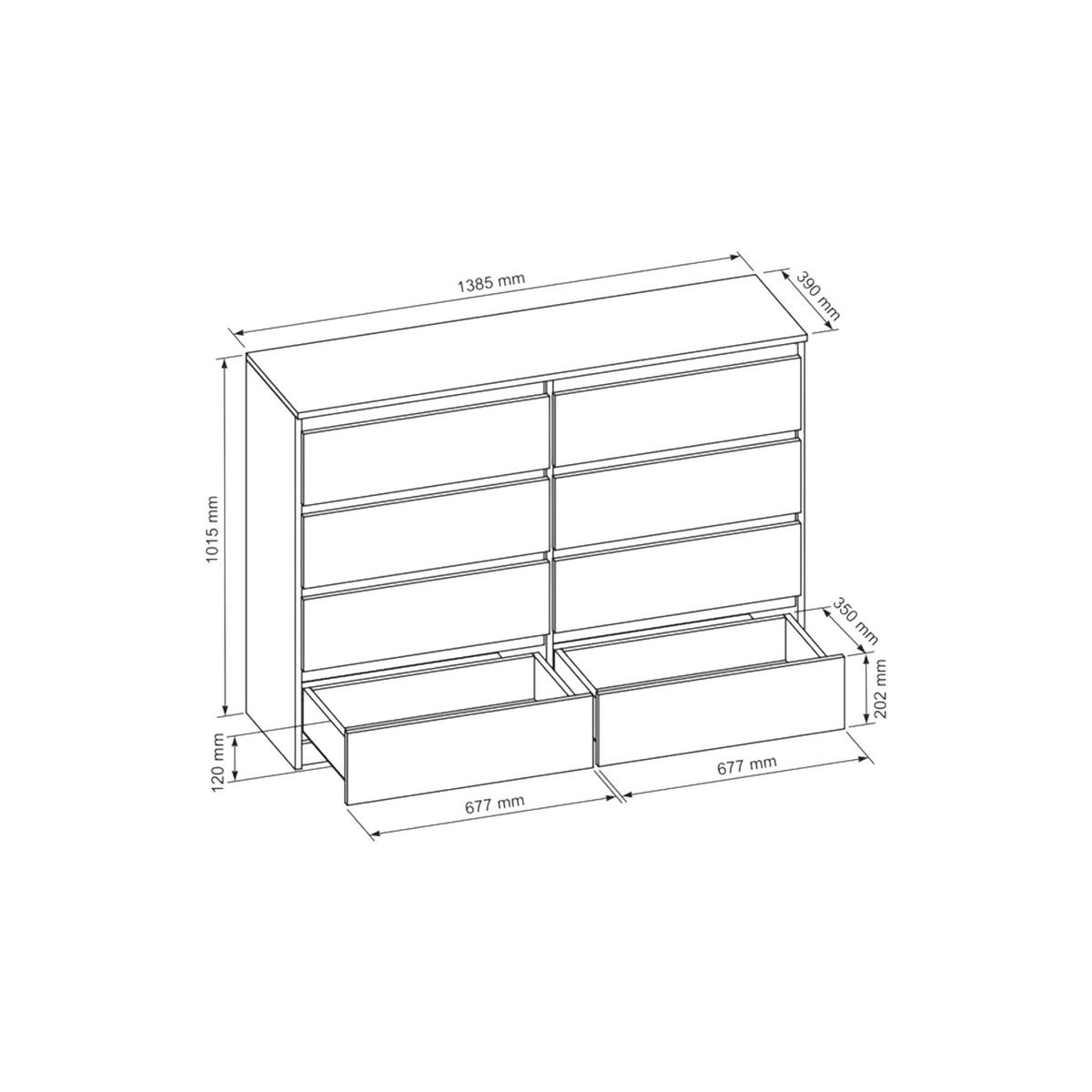 KOMMODE NUDO 138,5/101,5/39cm mit 8 Schubladen Türen Sonoma Eiche - Sonoma Eiche, Holzwerkstoff (138.5/101.5/39cm) - MASSENO