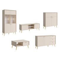 WOHNZIMMER SET 5-TEILIG Rose sandbeige 522,5 / 66 / 191cm - Beige/Goldfarben, Holzwerkstoff/Metall (523/191/66cm) - Feldmann-Wohnen