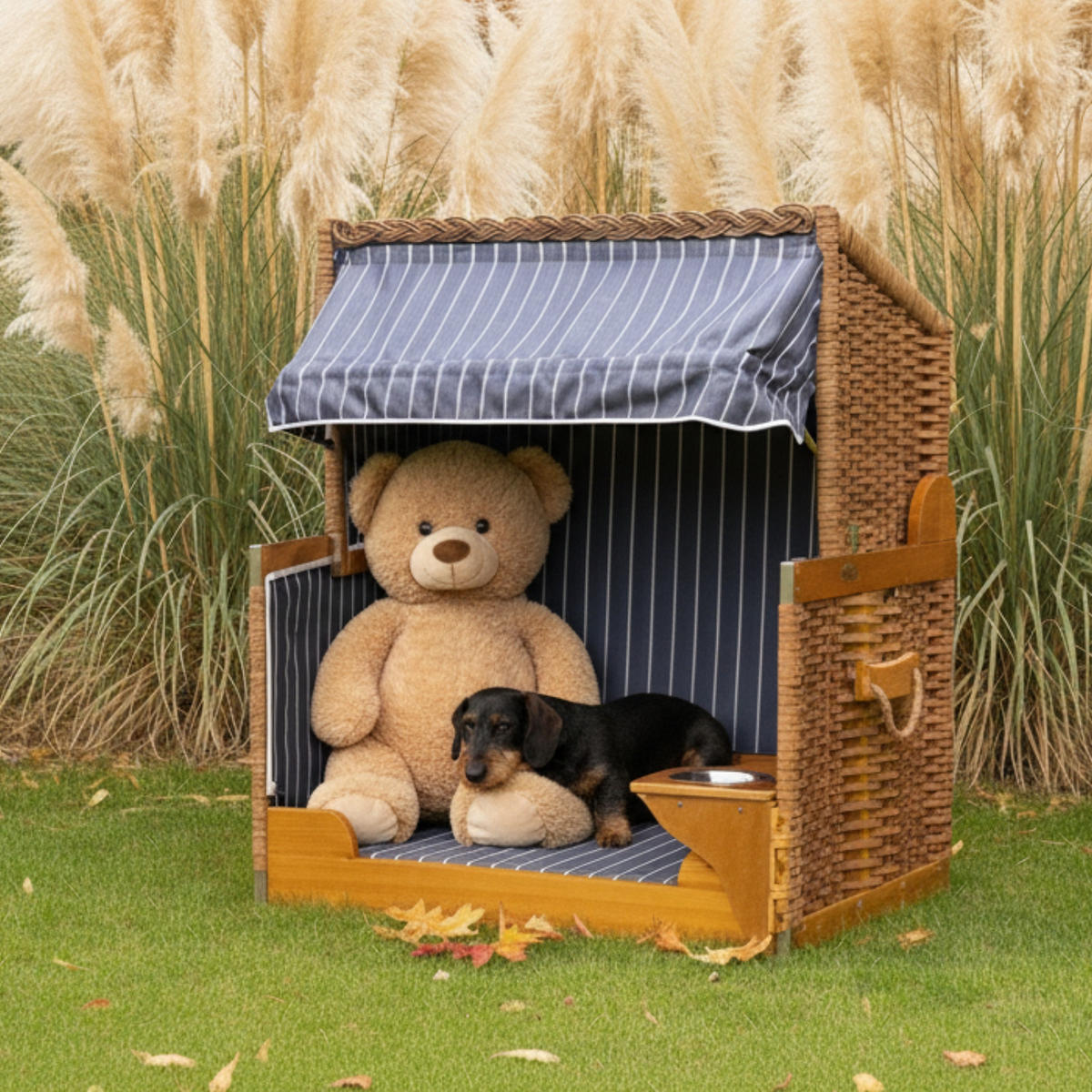 HUNDESTRANDKORB Wacholder Blau - Blau/Braun, Metall (80/95/65cm) - Mr. Deko