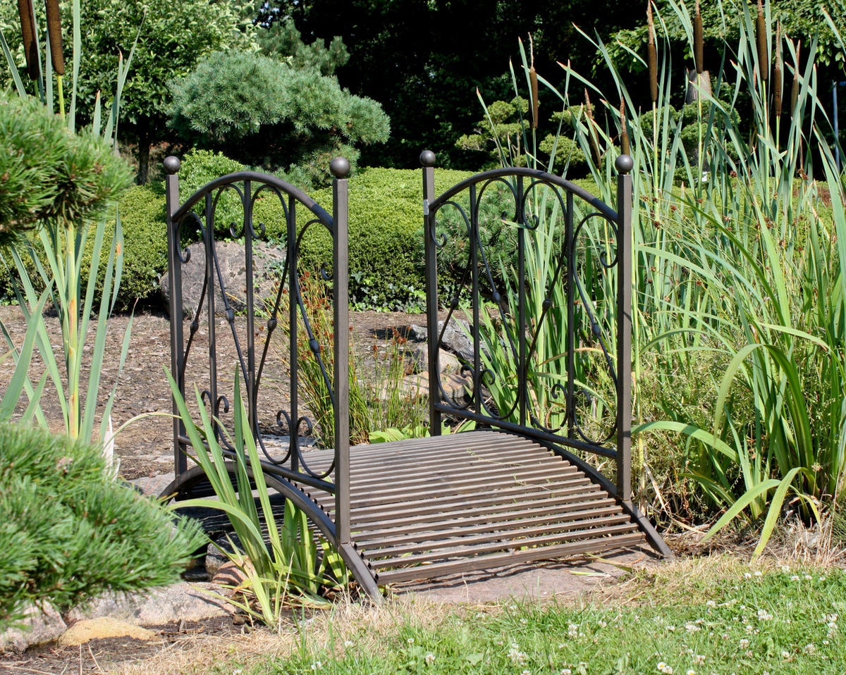 GARTENBRÜCKE Doha Geländer Antik-Optik Stahl Braun-Schwarz 94,5x81,5x120,5cm - Braun, Metall (120.5/81.5/94.5cm) - DELUKE