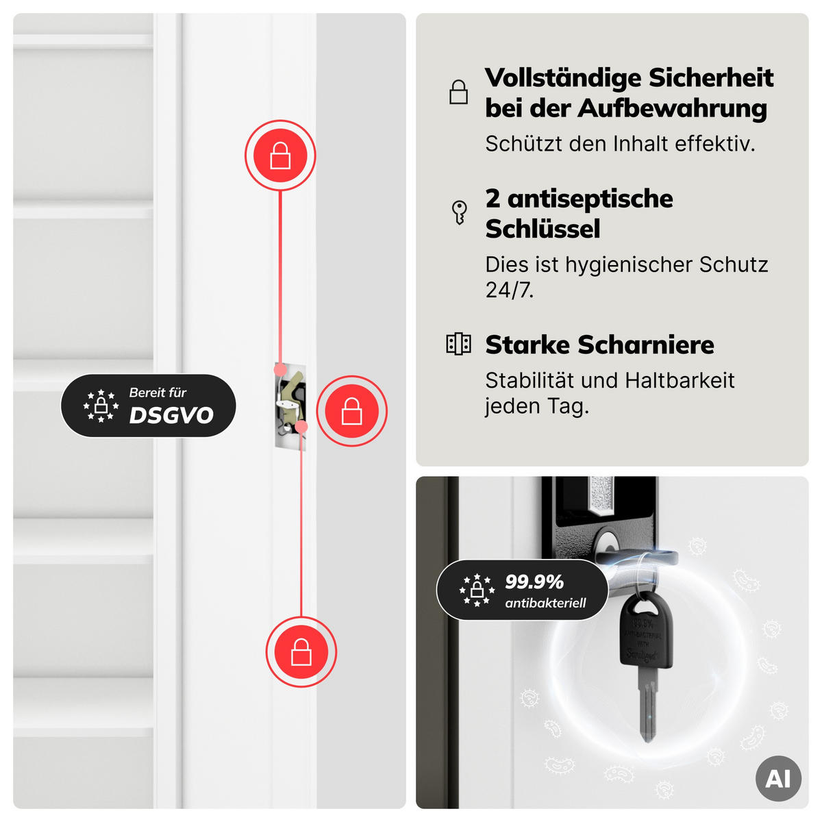 AKTENSCHRANK ALEX 220 - Weiß, Metall (45/220/40cm) - Jan Nowak
