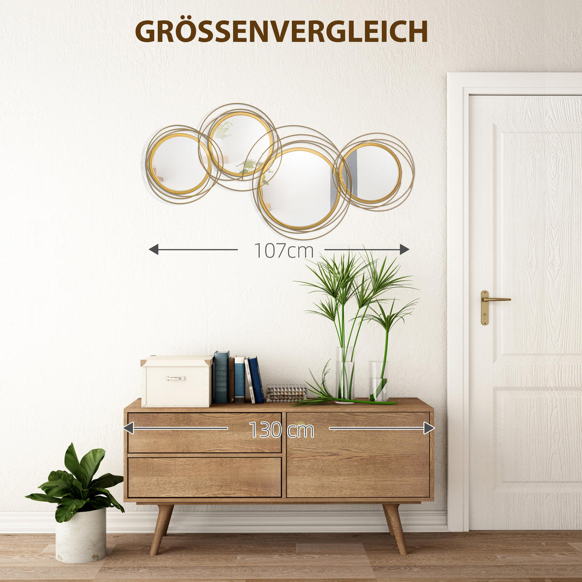 WANDDEKORATION, Eisen, Gold - Goldfarben, Metall (4/56/107cm) - HOMCOM