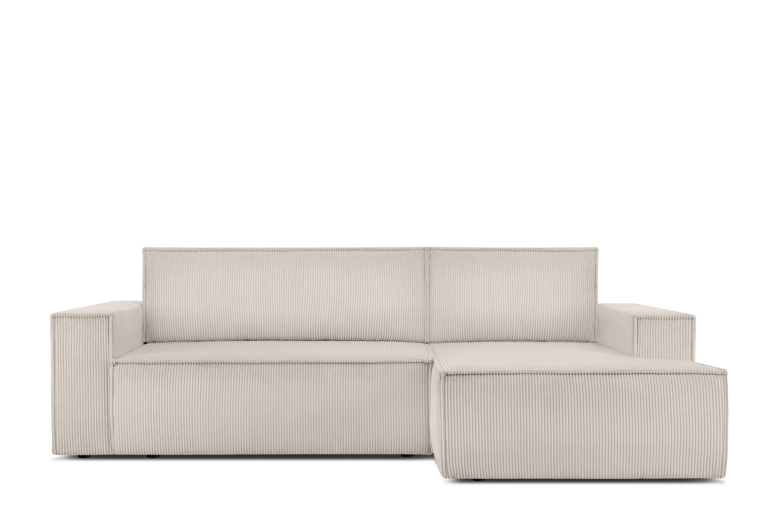 ECKSCHLAFSOFA-RECHTS NAPI in Pet Friendly Cord-Stoff, cremefarben - Creme/Schwarz, Textil (262/148cm) - KONSIMO®