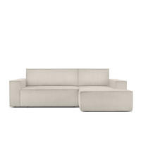 ECKSCHLAFSOFA-RECHTS NAPI in Pet Friendly Cord-Stoff, cremefarben - Creme/Schwarz, Textil (262/148cm) - KONSIMO®