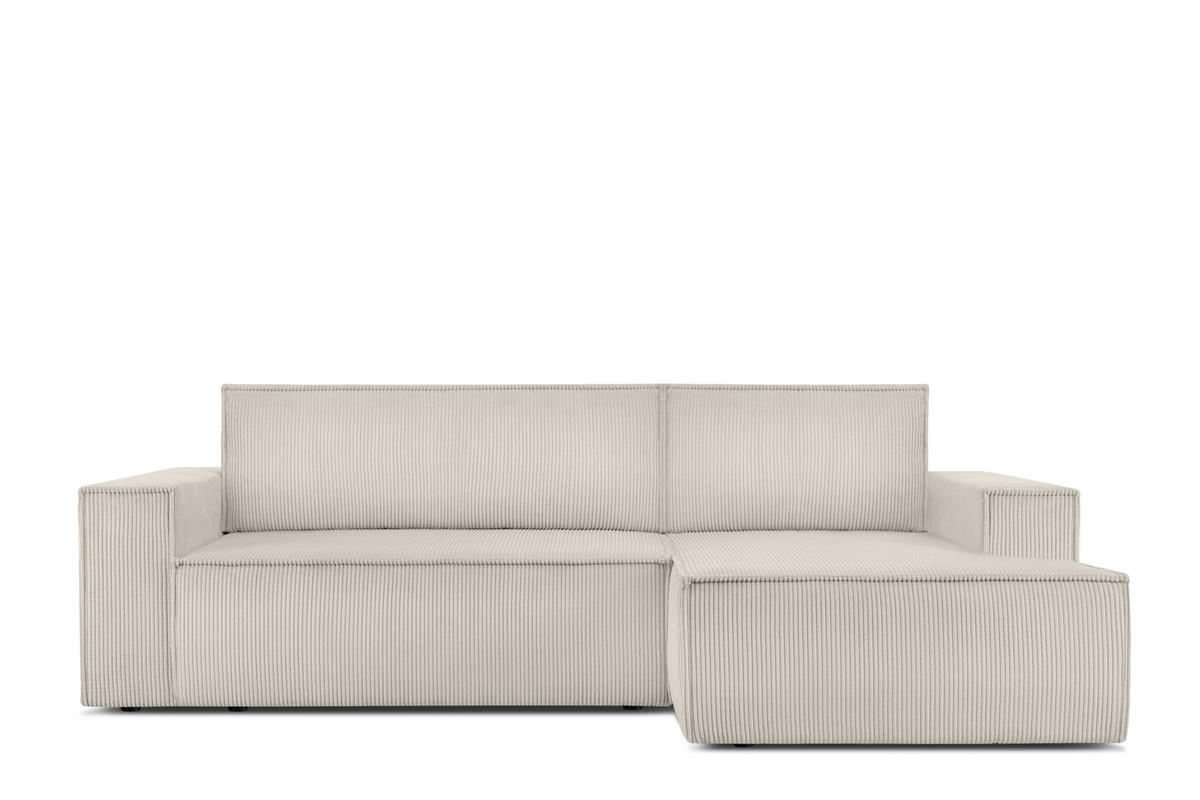 ECKSCHLAFSOFA-RECHTS NAPI in Pet Friendly Cord-Stoff, cremefarben - Creme/Schwarz, Textil (262/148cm) - KONSIMO®