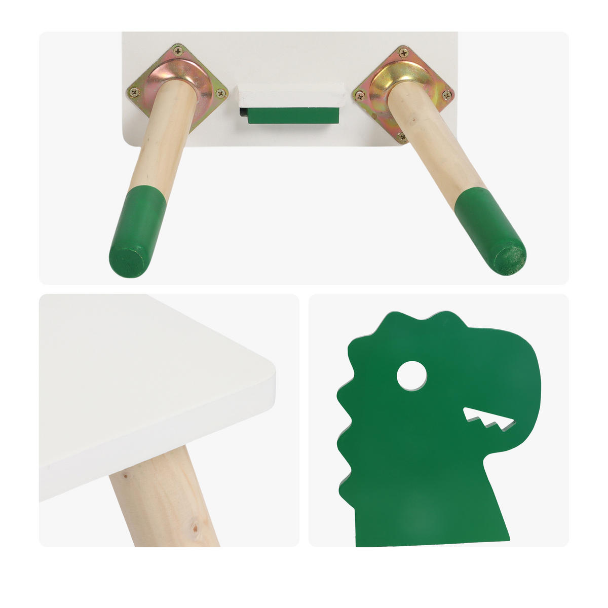 KINDERSITZGRUPPE Weiß Grün Natur 3-tlg. Tisch 2 Stühle - Multicolor, Holz/Holzwerkstoff (60/45/60cm) - Relaxdays