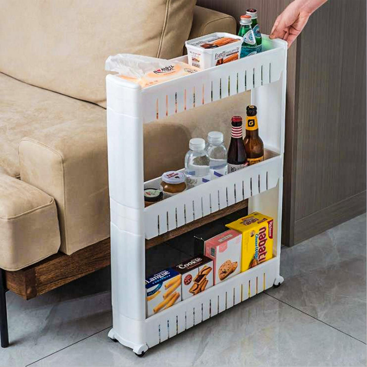 ROLLWAGEN für Gewürze - Weiß, Kunststoff (12/71/54cm) - Intirilife