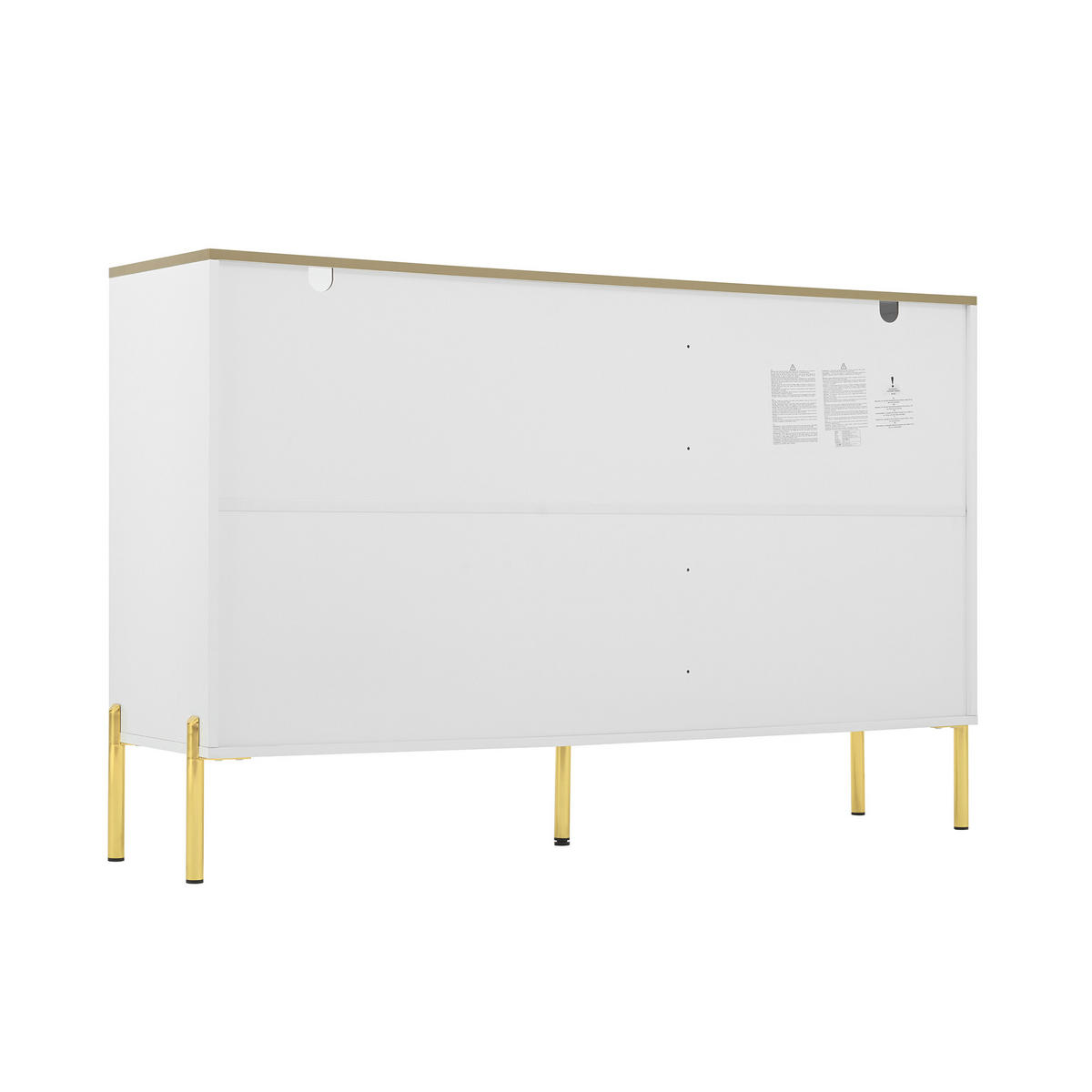 SIDEBOARD in Weiß mit goldenen Griffen und Beinen, 2 Schubladen und 2 Glastüren, 140/38/90 cm, Weiß - Weiß, Holzwerkstoff (120/90/38cm) - Redom