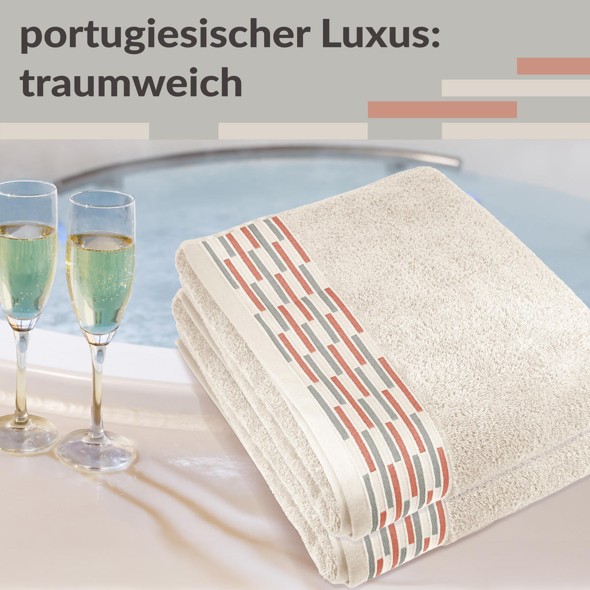 DUSCHTUCH Lugano Natur 2er 70x140 cm - Naturfarben, Textil (70/140cm) - Lashuma