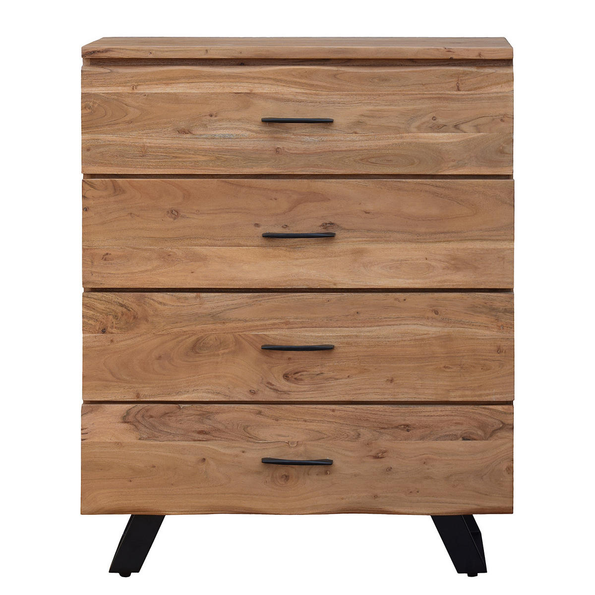 KOMMODE - Akazie massiv / Metall - Akaziefarben, Holz (90/113/43cm) - home24