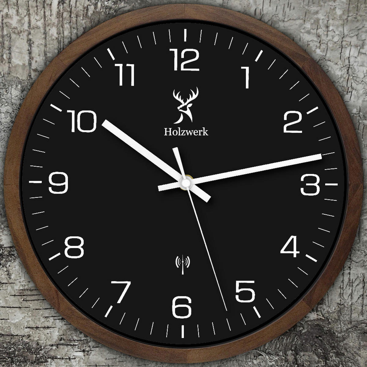 WANDUHR Holz Designer SEGEBERG (FUNK) Loft Wand Uhr, braun, schwarz - Dunkelbraun/Schwarz, Glas/Holz (30/30/4.2cm) - Holzwerk