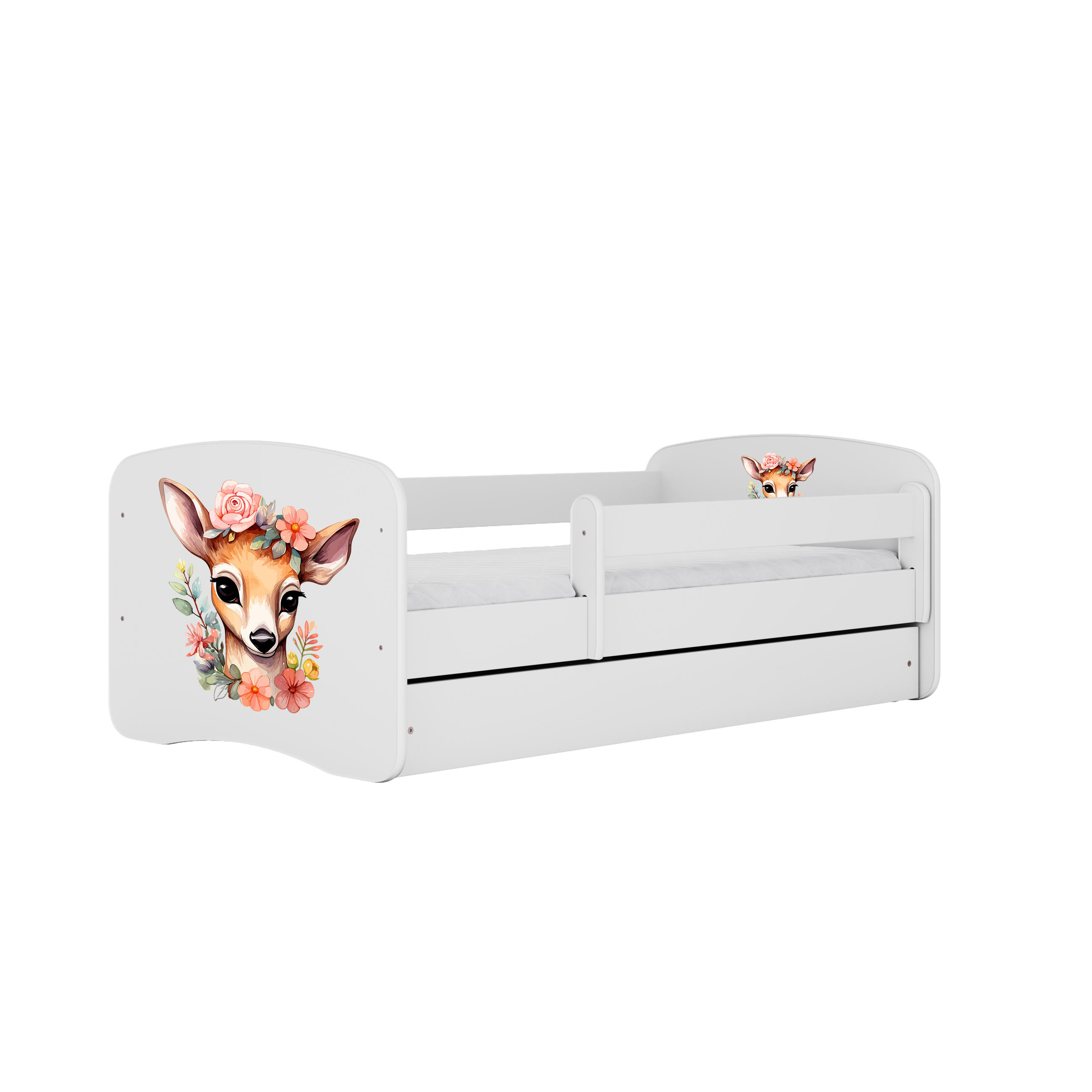 KINDERBETT Bambi mit Schublade 140/70 80/61/144 - Weiß, Holzwerkstoff (70/140cm) - RAUMHIRSCH FURNITURE