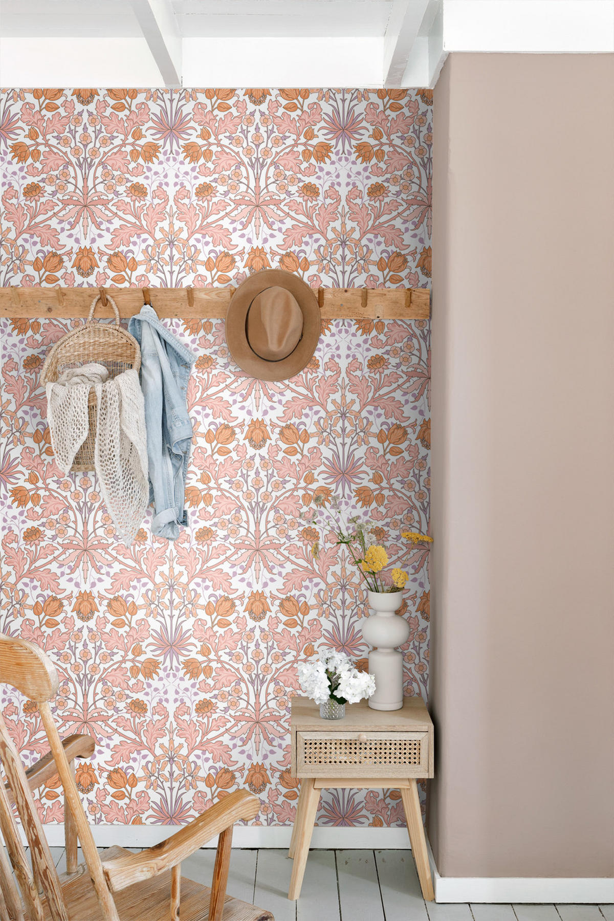 TAPETE Blumenmuster im Jugendstil 50 x 900 cm - Pink, Papier (50/900cm) - ESTAhome
