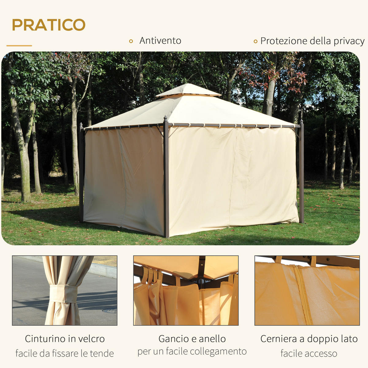 PAVILLON Beige 1 Stück - Beige, Naturmaterialien (300/275/300cm) - GiPP