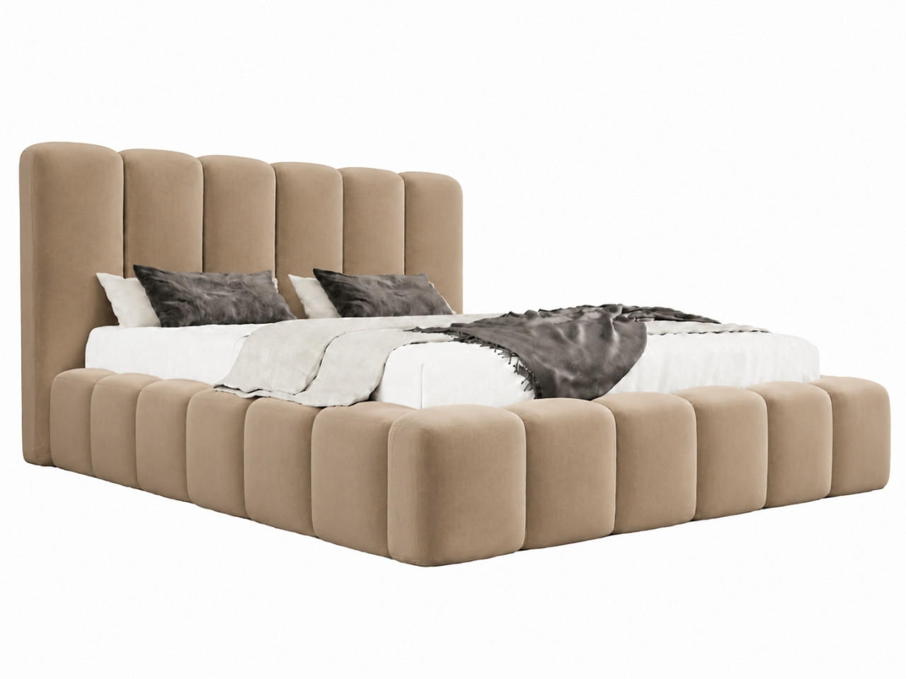 POLSTERBETT MELLOW 120x200 cm in Braun, gepolstertes Kopfteil, Lattenrost, Bettkasten, Velvet-Stoff - Braun, Holz/Textil (120/200cm) - EMLAR Home