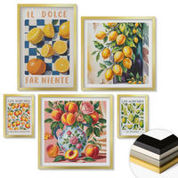 WANDBILDER 5er Set - 50x50 cm & 20x30 cm & 40x60 cm Goldrahmen - Zitronenbäume im Topf - Goldfarben, Kunststoff (40/60cm) - ArtPrintCave