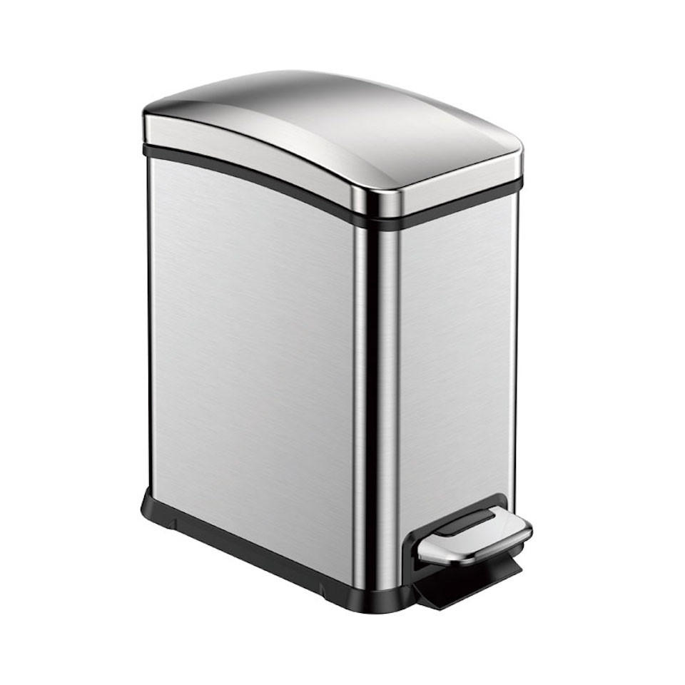 MÜLLEIMER Rechteckiger Aus Gebürstetem Edelstahl 8 Liter 33,5 x 17,8 x 33,2 cm Silber - Silberfarben, Metall (17.8/33.5/33.2cm) - PROREGAL