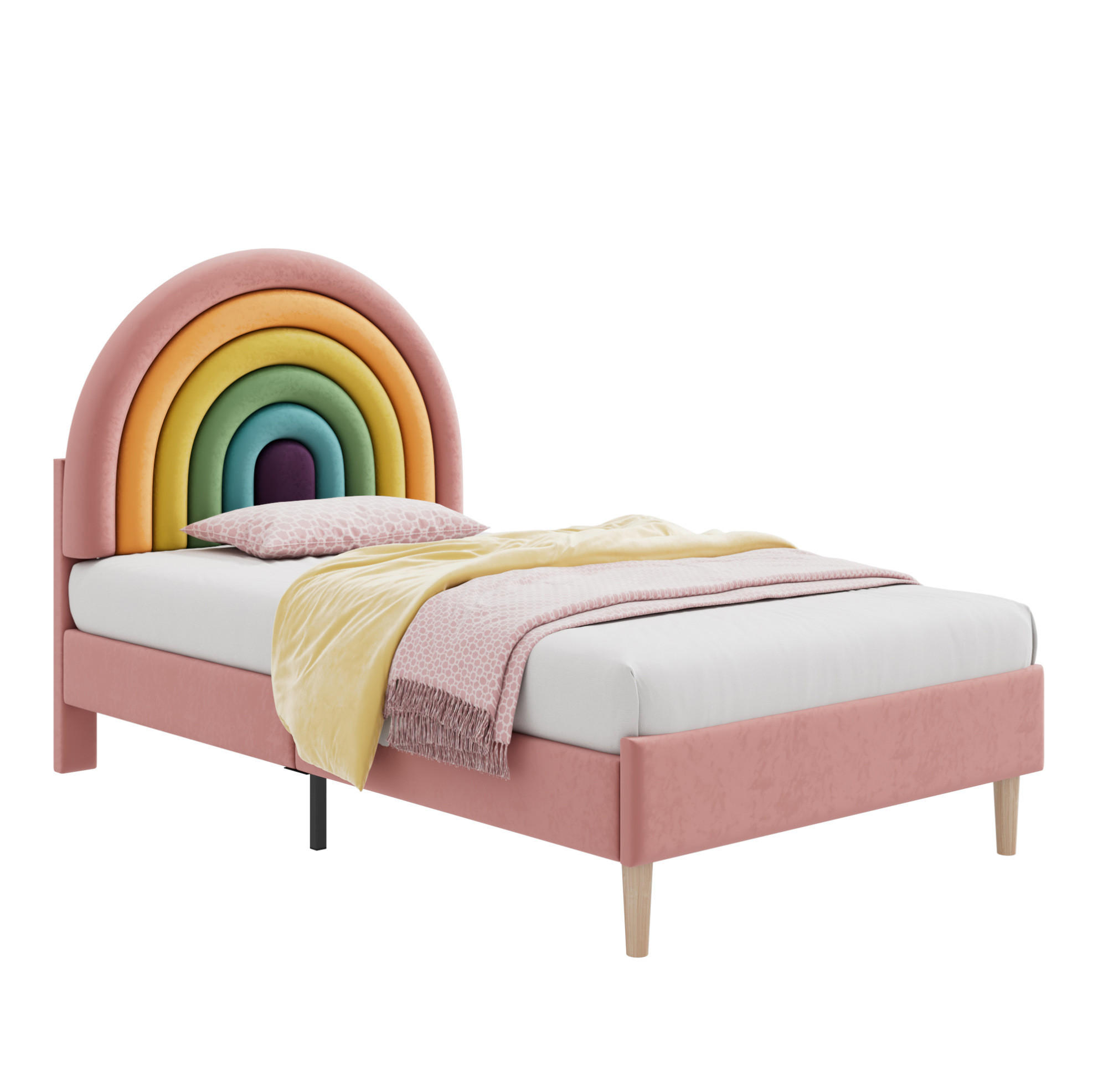 POLSTERBETT 90/200 cm Pink aus Samt mit höhenverstellbarem Kopfteil - Rosa, Textil (90/200cm) - OKMYHOME