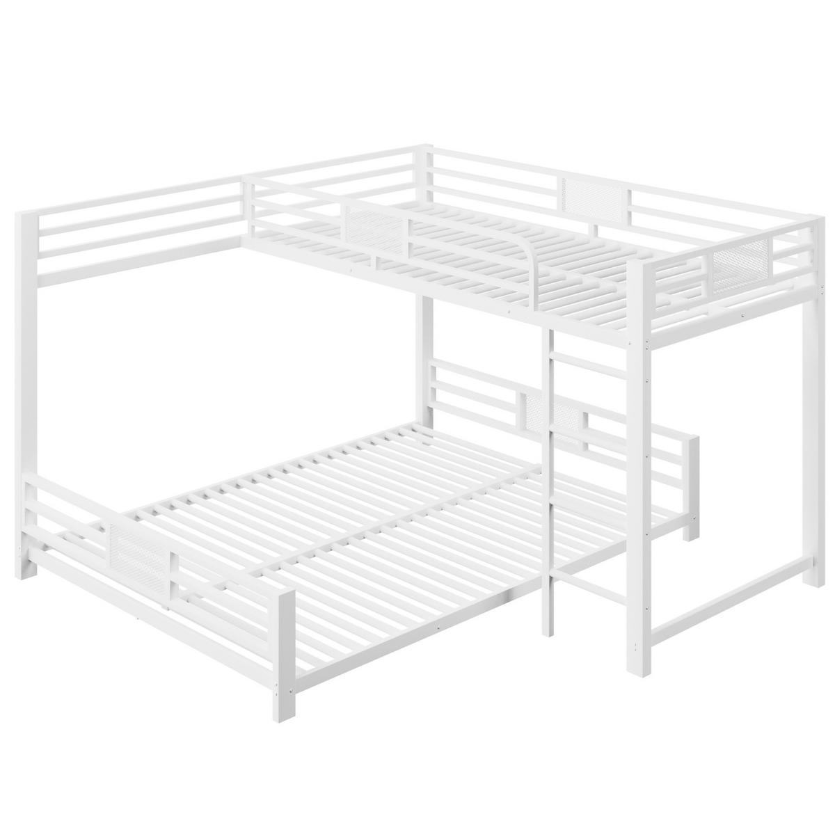 ETAGENBETT aus Metall 90x200 über 140x200 cm Weiß mit Schutzgittern - Weiß, Metall (90/200cm) - IVMEU
