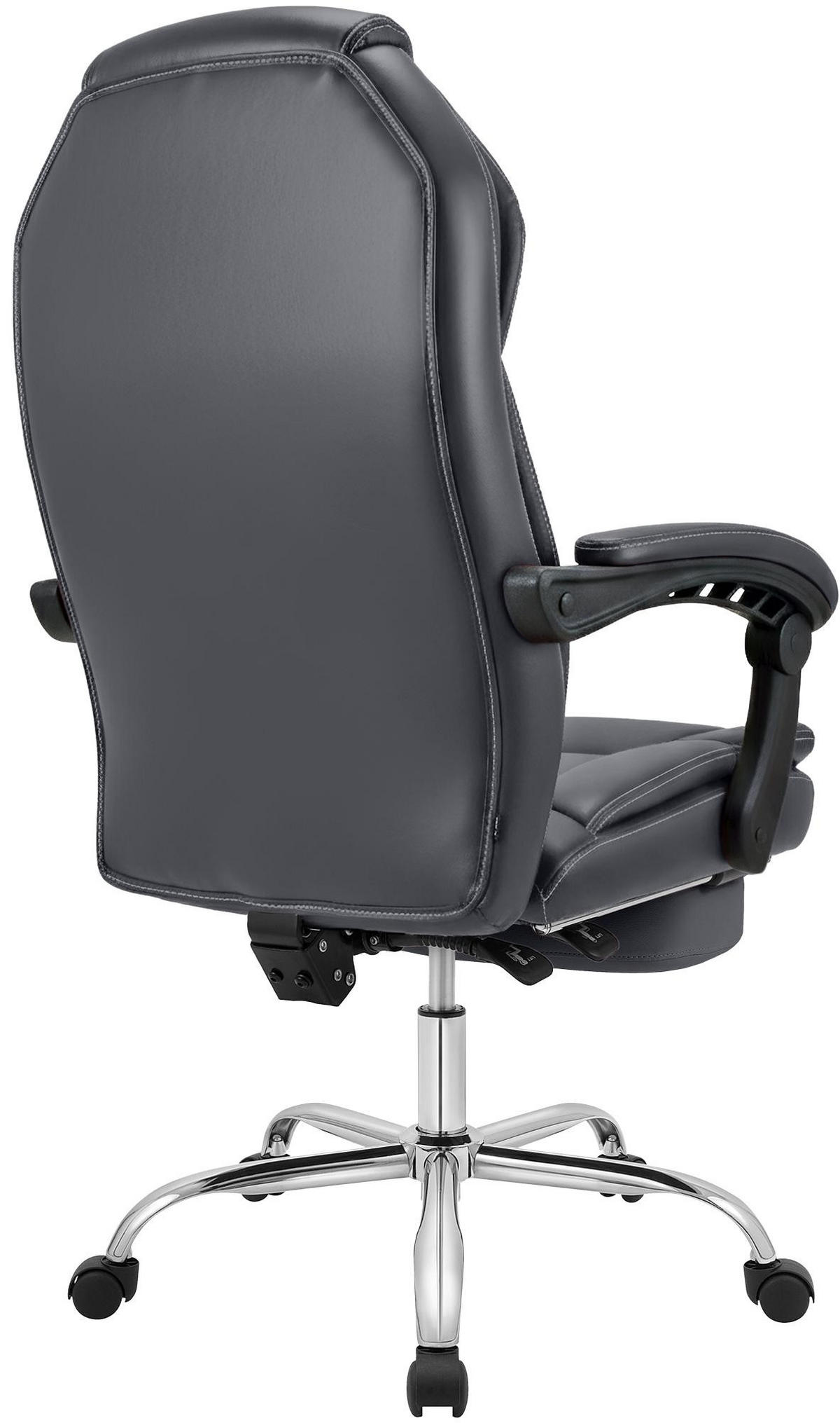 CHEFSESSEL Lederlook Schwarz - Chromfarben/Schwarz, Textil/Metall (67/114/64cm) - CLP