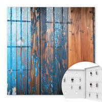 SCHLÜSSELBOX Weiß 30x30 cm – Türöffnung nach rechts - Holzstruktur - Blau, Metall (30/30/5cm) - TULUP