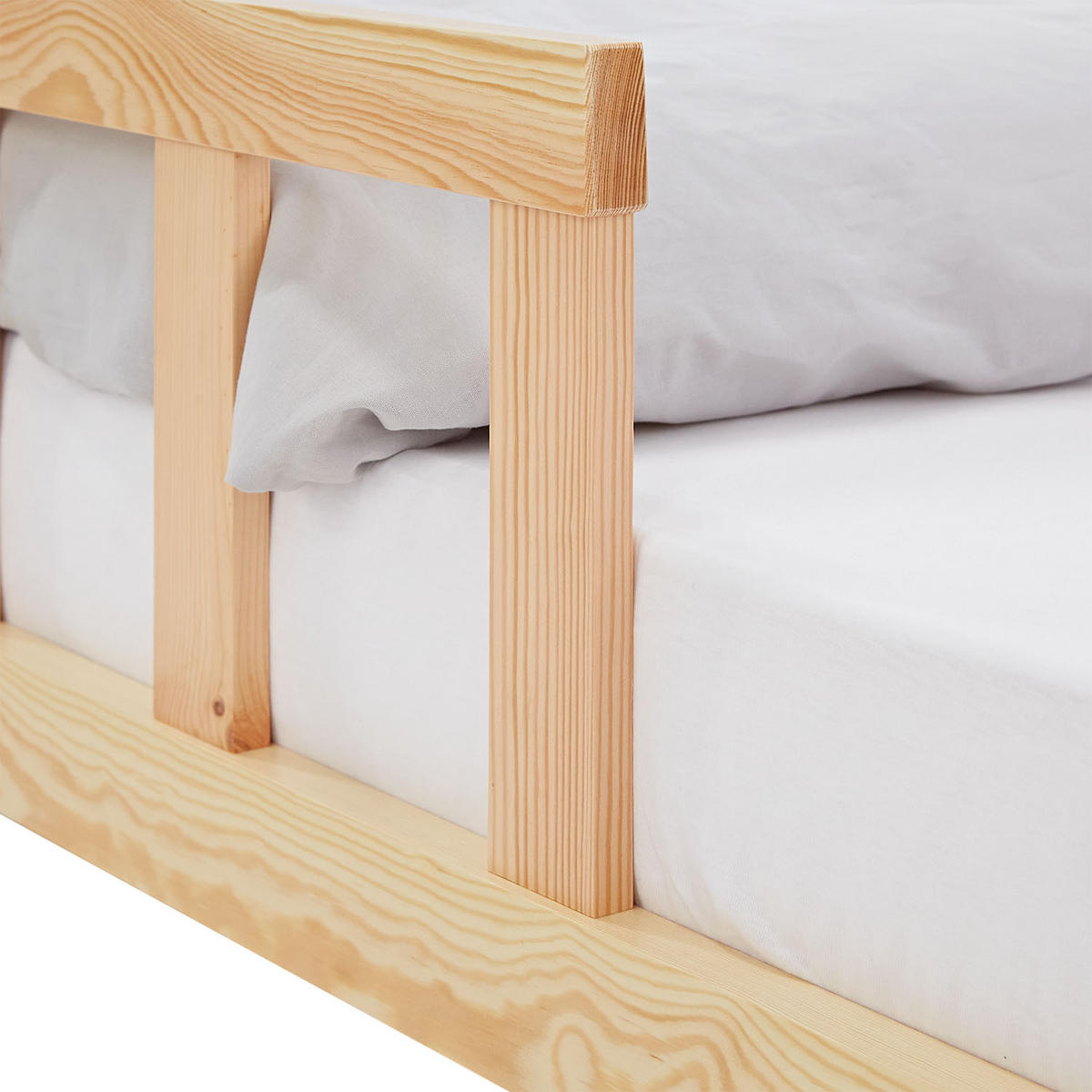 BODENBETT 120x200 cm Natur mit Lattenrost + Matratze - Naturfarben, Holz (90/200cm) - Homestyle4u