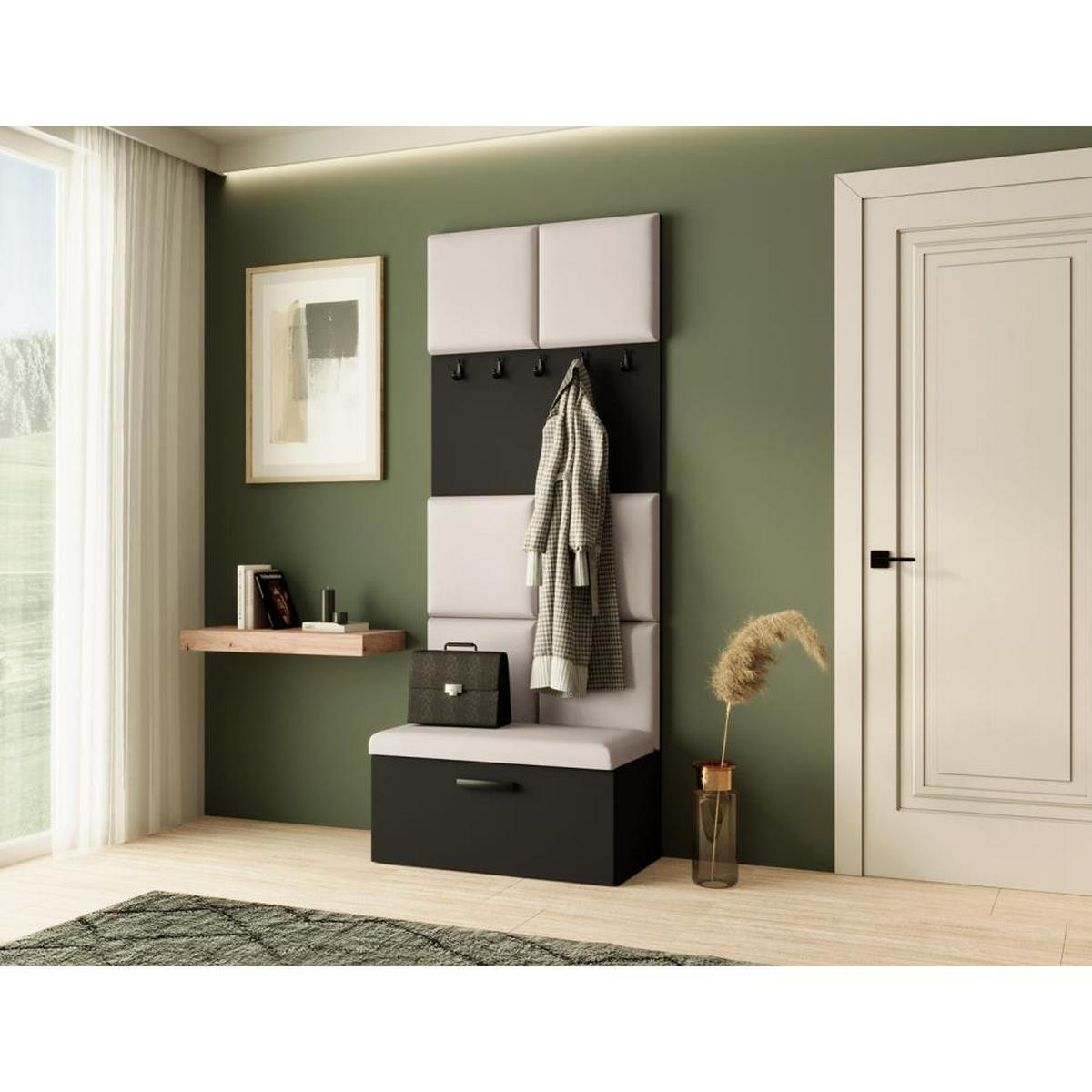 GARDEROBE Margaret I 81/203/43 gepolsterten Paneelen - Beige/Schwarz, Holzwerkstoff/Kunststoff (81/203/43cm) - Beautysofa