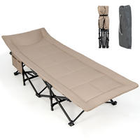 CAMPINGLIEGE Klappbare Khaki - Braun, Metall - COSTWAY
