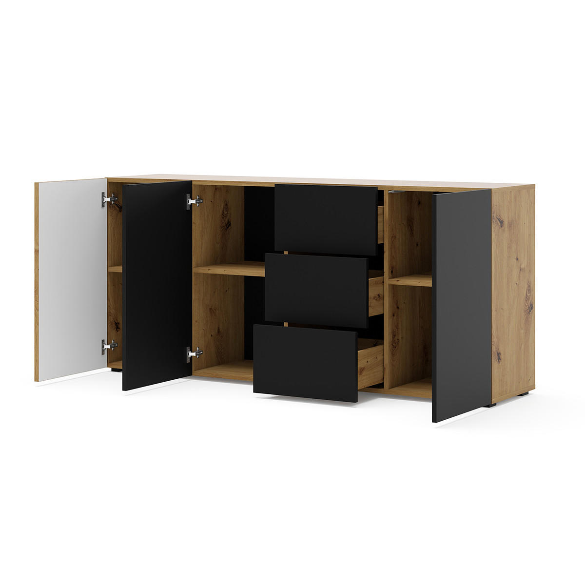SIDEBOARD Nera Holz und Schwarz - Schwarz, Holzwerkstoff (180/82/42cm) - Petits-meubles