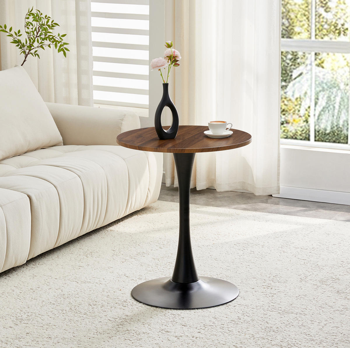 BEISTELLTISCH 60/72 cm Schwarz/Walnuss aus MDF und Metall - Schwarz, Holzwerkstoff (60/60/72cm) - OKMYHOME